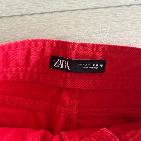Zara Red Cargo Trouser Pants Jeans For Women Size Small Excellent Condition - Picture 9 of 10